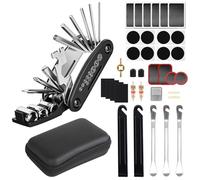 Ninonly Kit Herramientas Bicicleta 16 en 1 con Kit Pinchazos Completo Multiherramienta Robusta y Kit Antipinchazos Bici,Autoadhesivos y Repara Pinchazos con Funda EVA para MTB y Carretera