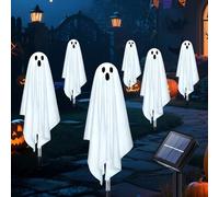 Ninonly Luces Solares Halloween Decoraciones, 6 Piezas Fantasma Décoration Luces, 8 Modes Luz Solar Exterior Impermeable, Halloween Fantasma Décoration para Jardín Patio Fiesta Casa