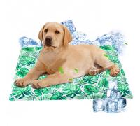 Ninonly Manta Refrescante para Perros 40x50cm Alfombrilla Refrigerante para Perros y Gatos Tapete de Enfriamiento en Gel No Tóxico Auto-Enfriable Impermeable para Cama, Coche Diseño de Hojas