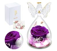 Ninonly Rosa Eterna en Campana con Figura de Ángel Regalo Romántico para Mujer Esposa Novia Mamá Regalo Original para Cumpleaños Navidad Día de la Madre & San Valentín