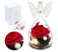 Ninonly Rosa Eterna en Campana con Figura de Ángel Regalo Romántico para Mujer Esposa Novia Mamá Regalo Original para Cumpleaños Navidad Día de la Madre & San Valentín