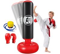 Ninonly Saco de Boxeo Niños, 160cm Saco de Boxeo Hinchable con Guantes y Bomba, Punching Ball 3 a 12 Años Regalos para Niños y Niñas, Bolsa de Box para Practicar MMA Karate Taekwondo