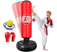 Ninonly Saco de Boxeo Niños, 160cm Saco de Boxeo Hinchable con Guantes y Bomba, Punching Ball 3 a 12 Años Regalos para Niños y Niñas, Bolsa de Box para Practicar MMA Karate Taekwondo