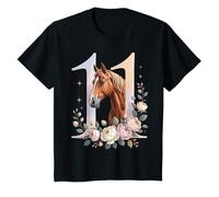 Niños 11º cumpleaños de Caballo con Flores Niña de Once años B-Day Camiseta
