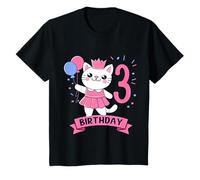 Niños 3do Cumpleaños Girl Princess Cat 3 Años Camiseta