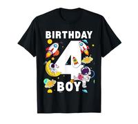 Niños 4º Cumpleaños Astronauta Planetas Espaciales Cuatro Años Camiseta