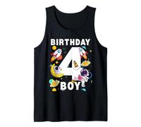 Niños 4º Cumpleaños Astronauta Planetas Espaciales Cuatro Años Camiseta sin Mangas