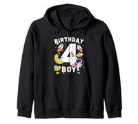 Niños 4º Cumpleaños Astronauta Planetas Espaciales Cuatro Años Sudadera con Capucha