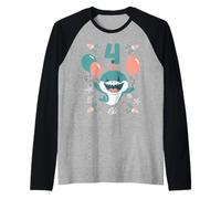 Niños 4º cumpleaños Baby Shark 4º año de Edad, Regalo de Fiesta a Juego Camiseta Manga Raglan
