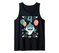 Niños 4º cumpleaños Baby Shark 4º año de Edad, Regalo de Fiesta a Juego Camiseta sin Mangas