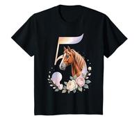 Niños 5º Caballo Cumpleaños Cinco Años Niña B-Day y Flores Camiseta