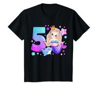Niños 5º Cumpleaños Niña 5 Años, Sirena, Número 5 Camiseta