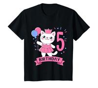 Niños 5do Cumpleaños Girl Princess Cat 5 Años Camiseta