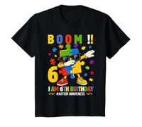Niños 6º cumpleaños divertido de 6 años de edad, mes de concienciación sobre el autismo para niños Camiseta