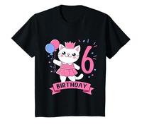 Niños 6º cumpleaños niña princesa gato 6 años Camiseta