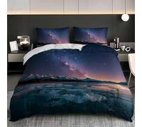 NiñOs Adultos 3D Estampado Juego de Funda de EdredóN 150x220 cm Paisajes Naturales Microfibra Juego de Cama, Suave AntialéRgico Paisaje de Cielo Estrellado áRtico Funda Nordica para Cama 90