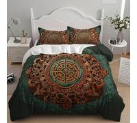 NiñOs Adultos 3D Estampado Juego de Funda de EdredóN 150x220 cm Retro SíMbolos Patrones Microfibra Juego de Cama + 2 Fundas de Almohada, Suave AntialéRgico MarróN Oscuro Funda Nordica para Cama 90