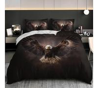 NiñOs Adultos 3D Estampado Juego de Funda de EdredóN 220x220 cm MarróN Oscuro Microfibra Juego de Cama, Suave AntialéRgico PatróN de áGuila Calva Animal Funda Nordica para Cama 135