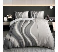 NiñOs Adultos 3D Estampado Juego de Funda de EdredóN 240x220 cm Blanco Microfibra Juego de Cama + 2 Fundas de Almohada, Suave AntialéRgico DiseñO de Onda Abstracta Funda Nordica para Cama 150