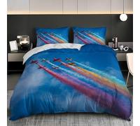 NiñOs Adultos 3d Estampado Juego de Funda de EdredóN 240x220 cm Rendimiento De Vuelo De La Aeronave Microfibra Juego de Cama + 2 Fundas de Almohada, Suave AntialéRgico Azul Funda Nordica para Cama 150