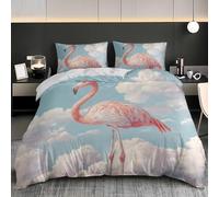 NiñOs Adultos 3D Estampado Juego de Funda de EdredóN 260x240 cm Color Claro Microfibra Juego de Cama + 2 Fundas de Almohada, Suave AntialéRgico PatróN de Flamenco Rosa Funda Nordica para Cama 180