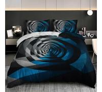 NiñOs Adultos 3D Estampado Juego de Funda de EdredóN 260x240 cm Gris-Negro Microfibra Juego de Cama + 2 Fundas de Almohada, Suave AntialéRgico Arte de IlusióN Visual En 3D Funda Nordica para Cama 180