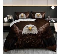 NiñOs Adultos 3D Estampado Juego de Funda de EdredóN 260x240 cm MarróN Microfibra Juego de Cama + 2 Fundas de Almohada, Suave AntialéRgico Animal PatróN de áGuila Calva Funda Nordica para Cama 180