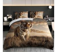 NiñOs Adultos 3D Estampado Juego de Funda de EdredóN 260x240 cm Multicolor Microfibra Juego de Cama, Suave AntialéRgico PatróN de Tigre de Bengala Animal Funda Nordica para Cama 180