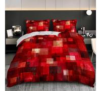 NiñOs Adultos 3D Estampado Juego de Funda de EdredóN 260x240 cm Rojo Microfibra Juego de Cama + 2 Fundas de Almohada, Suave AntialéRgico Cubos GeoméTricos Abstractos Funda Nordica para Cama 180