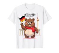 Niños Alemania Berlín Oso Ondeando Bandera Alemana Recuerdo Niños Camiseta gráfica económica, Hombre, Blanco, XL