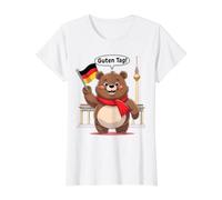Niños Alemania Berlín Oso Ondeando Bandera Alemana Recuerdo Niños Camiseta gráfica económica, Mujer, Blanco, XL