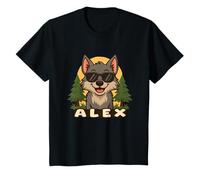 Niños Alex - Diseño de Lobo con Nombre para Niños Camiseta