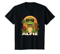 Niños Alfie - Diseño de Dinosaurio T-Rex con Nombre para Niños Camiseta