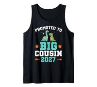 Niños ascendidos a Big Cousin 2027 Dinosaur New Baby Shower Camiseta sin Mangas