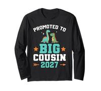 Niños ascendidos a Big Cousin 2027 Dinosaur New Baby Shower Manga Larga