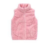 Niños Bebé Chaleco de Vellón de Coral Niñas Collar del Soporte Chaqueta Padres Hijos Con Cremallera Sin Mangas de Primavera Otoño Invierno Transiciones Temporadas Lindo Abrigo Cálido