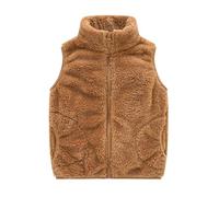 Niños Bebé Chaleco de Vellón de Coral Niñas Collar del Soporte Chaqueta Padres Hijos Con Cremallera Sin Mangas de Primavera Otoño Invierno Transiciones Temporadas Lindo Abrigo Cálido