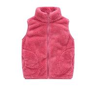 Niños Bebé Chaleco de Vellón de Coral Niñas Collar del Soporte Chaqueta Padres Hijos Con Cremallera Sin Mangas de Primavera Otoño Invierno Transiciones Temporadas Lindo Abrigo Cálido