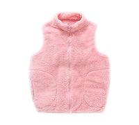 Niños Bebé Chaleco de Vellón de Coral Niñas Collar del Soporte Chaqueta Padres Hijos Con Cremallera Sin Mangas de Primavera Otoño Invierno Transiciones Temporadas Lindo Abrigo Cálido, Rosa 110