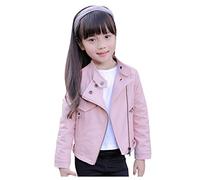 Niños Bebé Niños Manga Larga Sólido Ropa Exterior Abrigo De Cuero Chaqueta Corta Chaleco Ropa Para Niños, Rosa., 5-6 Años