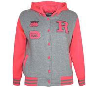 Niños Béisbol Capucha Gris & Rosa Neón Nyc / Fox Chaqueta Universidad Estilo
