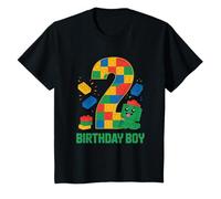 Niños Bloques de construcción de cumpleaños para niño, Fiesta temática de ladrillo, Segundo cumpleaños Camiseta