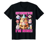 Niños Camiseta Capybara de 9º cumpleaños Capy Birthday to Me! I'm Nine! Camiseta
