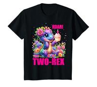 Niños Camiseta de dinosaurio Roar I'm A Two Rex Birthday Girl para niños de 2 años Camiseta