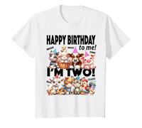 Niños Camiseta de fiesta con texto I'm Two Barnyard para niña de segundo cumpleaños de Farm Animal Camiseta