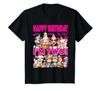 Niños Camiseta de fiesta con texto I'm Two Barnyard para niña de segundo cumpleaños de Farm Animal Camiseta