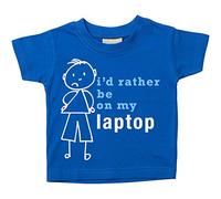 Niños camiseta de I 'd Rather BE en mi portátil para bebé disponible en tamaños 0 - 6 meses a 14 - 15 años hijo Stick persona azul azul Talla:3-4 años