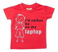 Niños camiseta de I 'd Rather BE en mi portátil para bebé disponible en tamaños 0 - 6 meses a 14 - 15 años hijo Stick persona rojo rosso Talla:3-4 años