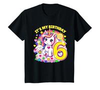 Niños Camiseta para niñas con texto en inglés "It's My Birthday 6 Unicorn (6 YearOld) Camiseta