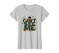 Niños Camo Cant See Me Juguetón Escondite Aventura Camiseta, Mujer, Plata, S